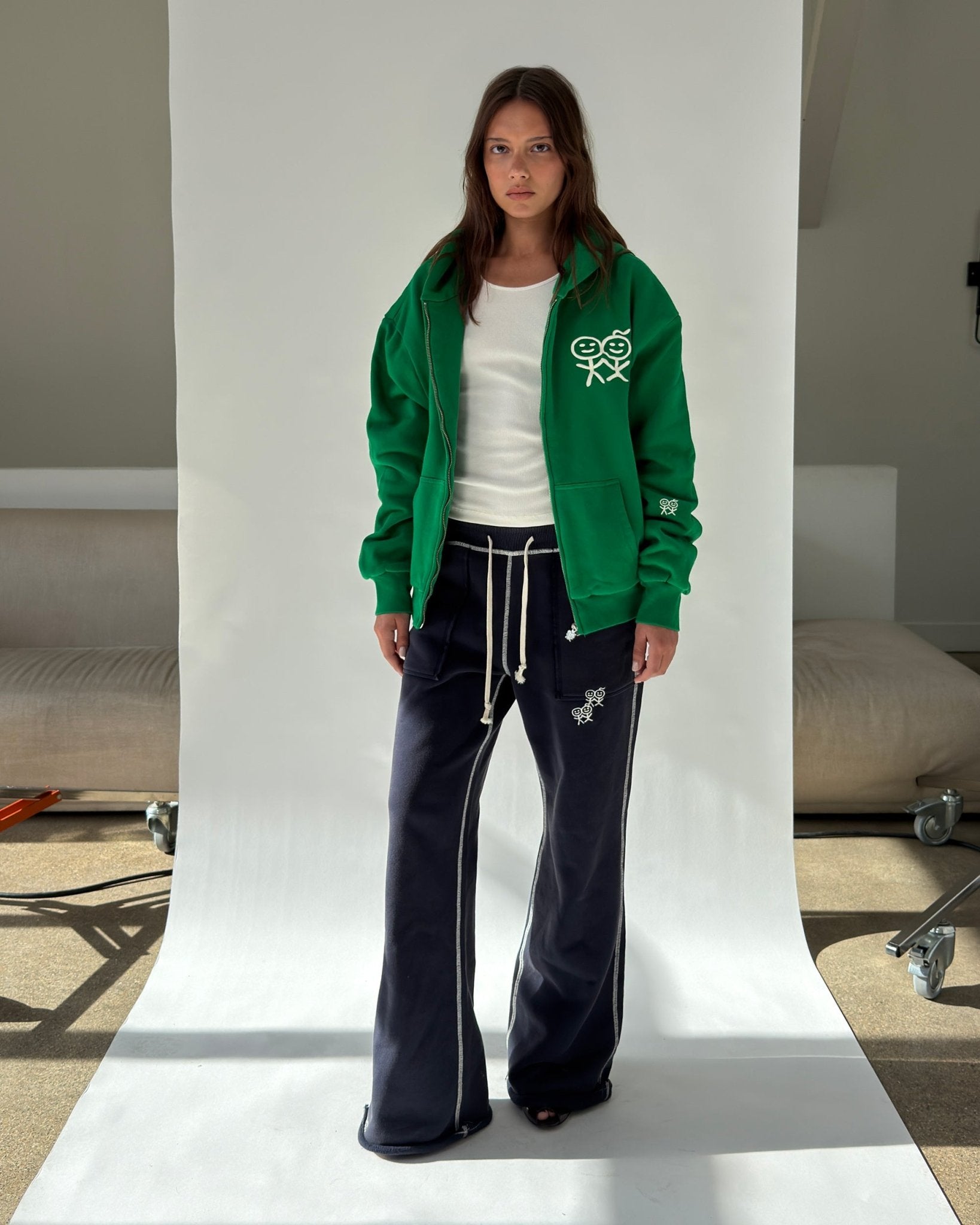 Stolen Zip Hoodie in Green