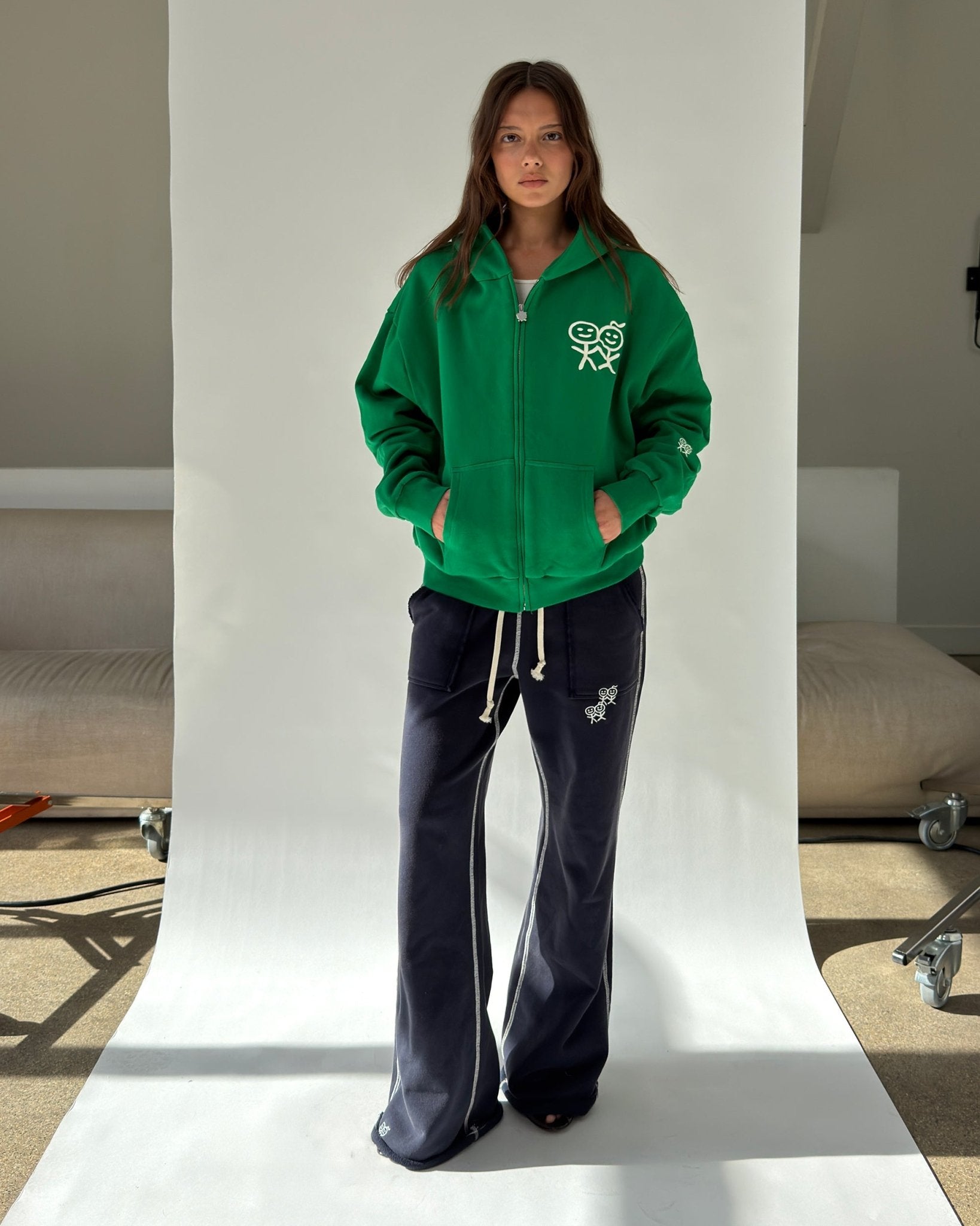 Stolen Zip Hoodie in Green