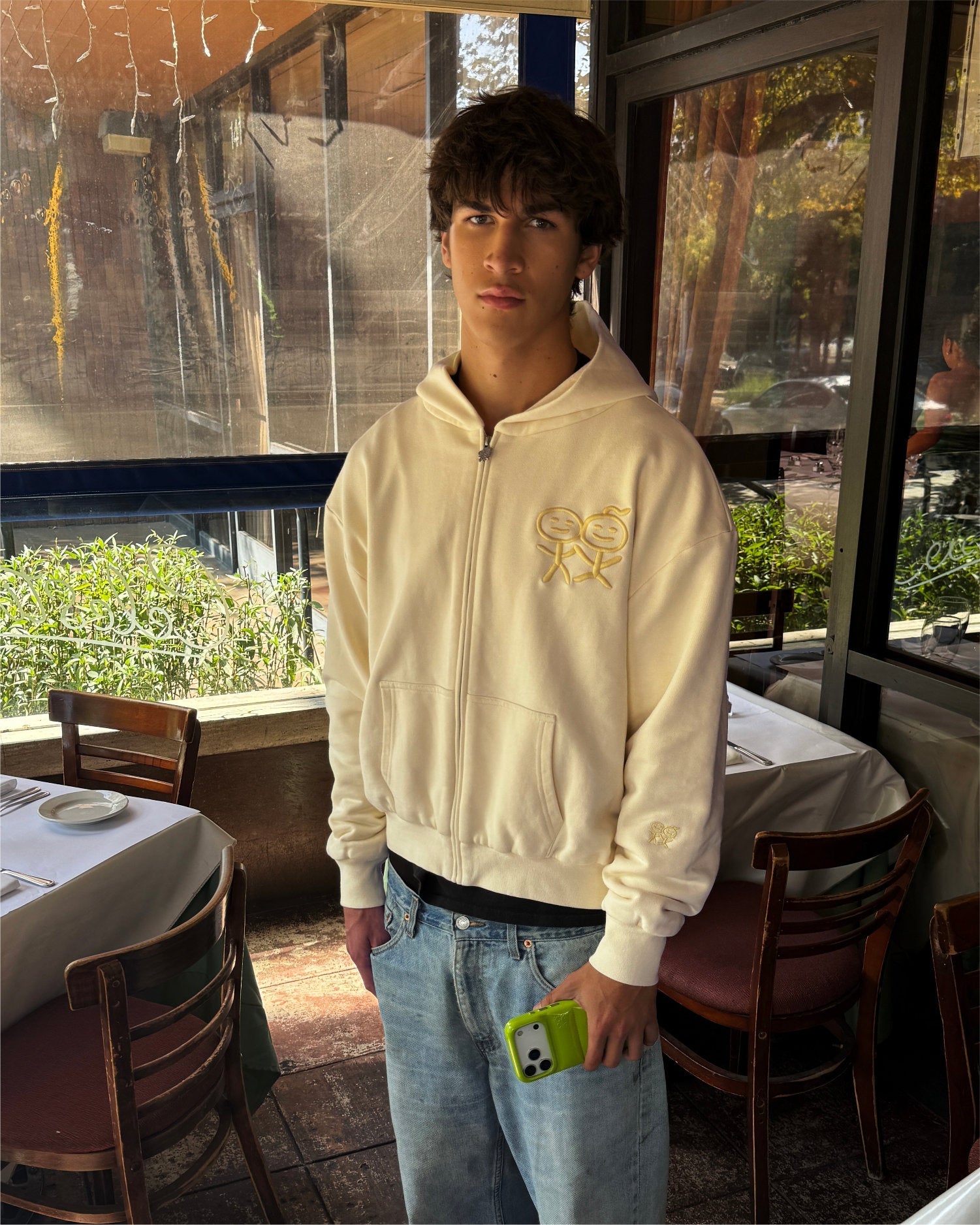 URBAN SOPHISTICATION フード付きスウェットシャツ ネオプレンエフェクト フード付きスウェットシャツ - ブラック