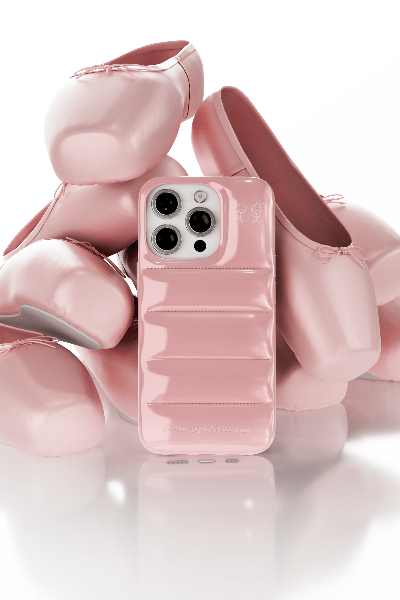 URBAN SOPHISTICATION iPhoneケース THE Puffer Pink Gloss The Puffer Case® - Ballerina | Urban Sophistication