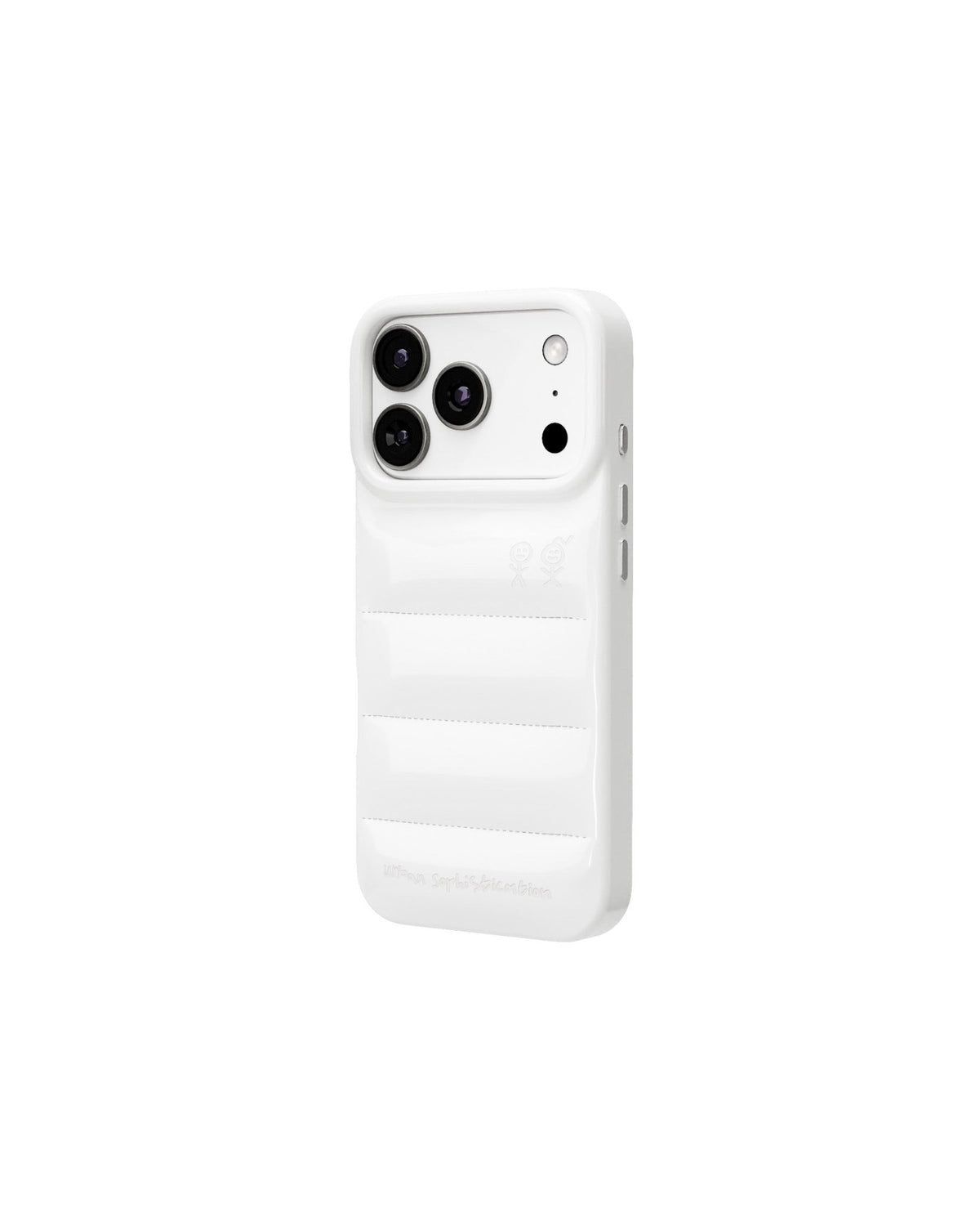 The Puffer Case® - Marshmallow Latte, angled view | phone-size_iphone-17-pro|