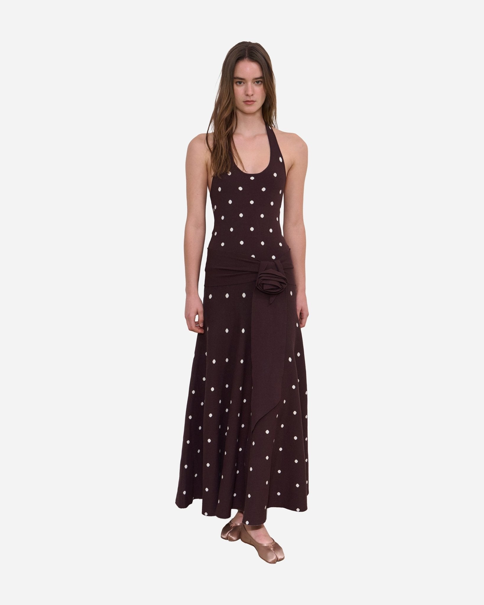 Waldorf Dress in Brown Polka Dots
