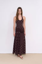 Waldorf Dress in Brown Polka Dress