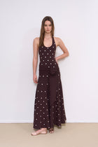 Waldorf Dress in Brown Polka Dress