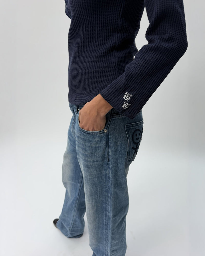 WS01 Waffle Henley Navy 02 View PDP